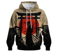 HUYTBYG Sudadera con capucha japonesa estampada para hombre, amarillo claro, 4XL