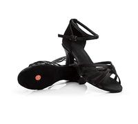 HUYTBYG Zapatos de baile latino para mujer, tacón bajo, zapatos de baile latino para mujer, zapatos de salsa de punta abierta, zapatos de salsa de tacón de 2 pulgadas, sandalias chacha de práctica y