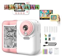 Huzeye Snapalette Printcam, mini cámara deportiva HD, cámara de impresión instantánea para niños, video HD de 1080p, zoom de 10x, lapso de tiempo, puede imaginar vídeo/juegos de rompecabezas/MP3,