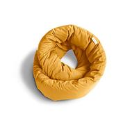 Huzi Infinity Pillow - Almohada cervical de viaje - Bufanda versátil y suave de apoyo de 360 grados - Lavable a máquina - Viajes en casa, vuelo, viajes por carretera, avión para dormir (amarillo ocre)