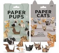 HUZNA 100 Hojas de Papel 3D Origami Gato/Perro,Juego de Origami para Gatos e Perros de Papel,Kit Creativo de Manualidades de Animales,Regalos para Amantes de los Gatos y Perros Adultos Niños