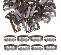 HUZNA Clips para Peluca, 50Pcs Extensión de Pelo Clips,9 Dientes Snap-Comb Peluca Clips, Pinzas de Metal en Forma de U,para Sujetar Pelucas, Extensiones de Cabello Diy (Marrón)