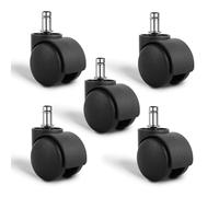 HUZNA Juego de 5 Ruedas para Sillas de Oficina 11 mm x 22 mm,Goma Suaves y Silencioso 360 Grados Rotación,para Silla Oficina,Gaming, Diseño de Rueda Doble,Fácil Instalación Sin Herramientas