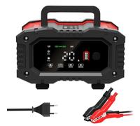 Huzoomtoyz Cargador de batería de coche de 20 A, 12 V, 24 V, cargador de batería inteligente para coche con 9 niveles de carga, pantalla LCD para coche, camión, moto, barco, compatible con baterías de