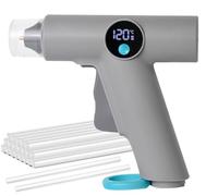 Huzoomtoyz Pistola de pegamento caliente con batería de 2500 mAh, indicador de temperatura LCD, boquilla antigoteo y 20 barras de pegamento para manualidades, manualidades y reparaciones rápidas