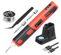 Huzoomtoyz Soldador inalámbrico portátil de 2000 mAh con base de soldadura, alta capacidad y calentamiento rápido, máx. 450 °C - 25 segundos de tiempo de calentamiento, pinzas para principiantes y