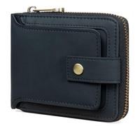 Huztencor Cartera con cremallera para hombre, de piel, con bloqueo RFID, para tarjetas de crédito (FBA), Negro Vintage, S, Minimalista