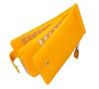 Huztencor Cartera de cuero para mujer con bloqueo RFID para tarjetas de crédito, Amarillo vintage, L
