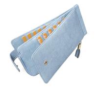 Huztencor Cartera de cuero para mujer con bloqueo RFID para tarjetas de crédito, azul cielo (Vintage Sky Blue), L