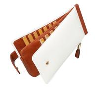 Huztencor Cartera de cuero para mujer con bloqueo RFID para tarjetas de crédito, Beige Marrón, L, Moda