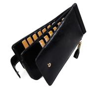 Huztencor Cartera de cuero para mujer con bloqueo RFID para tarjetas de crédito, Negro Vintage, L