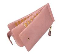 Huztencor Cartera de cuero para mujer con bloqueo RFID para tarjetas de crédito, Rosado(Vintage Pink), L