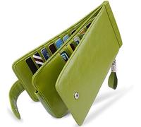 Huztencor - Cartera de Piel para Mujer con Tarjetero de crédito y Bloqueo RFID - Verde - Grande