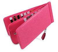 Huztencor tarjeteros para Tarjetas de credito Mujer Hombre RFID Carteras Monederos billeteras Grandes Cuero Piel Rosa