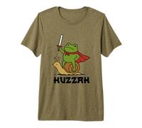 Huzzah Frog Knight Riding a Snail Funny Sword Meme Camiseta Premium