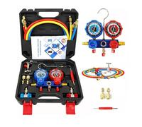 HVAC Gauge Set, Professional Manifold Gauge Kit, Refrigerant Refill Tool for Home AC Units, Vehicle Repair, Garage Maintenance, Workshop Use, and Seasonal Upkeep Tasks