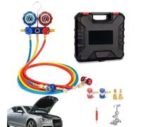 HVAC Messgeräteset,Manometer Set - HVAC-Messgerät-Set | Krümmer-Messgerät-Kit | Kältemittel-Nachfüllset Für Die Fahrzeugreparatur Zu Hause, Die Werkstatt, Die Saisonale Instandhaltung Und Die Garagenw