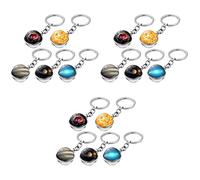 HVBIHRJIP Titular de 10pcs para adornos, enseñanza de los planetas del llavero Cadenas Charm Farty Party Boys Birthday - Estudiante colgante Escuela de vidrio Planeta de estilo espacial Lado