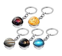 HVBIHRJIP Titular de 10pcs para adornos, enseñanza de los planetas del llavero Cadenas Charm Farty Party Boys Birthday - Estudiante colgante Escuela de vidrio Planeta de estilo espacial Lado
