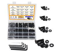 HVDHYY 1065pcs M2 M3 M4 M5 Tornillos de Cabeza de Botón Negros Tornillos de Máquina Acero Carbono Tuercas Arandelas Kit Surtido Cabeza Redonda Con Caja Almacenamiento para Bricolaje Profesional