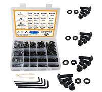 HVDHYY 1180pcs M2 M3 M4 M5 Juego de Pernos De Acero Al Carbono Tornillos de Máquina Negros Tornillos Tuercas y Arandelas Surtido Kit de Cabeza Redonda con Caja de Almacenamiento