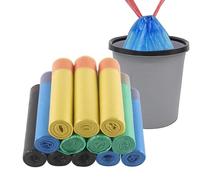 HVDHYY 180pcs Bolsas de Basura 10L-15L Bolsa Basura Con Cordón,12 Rollos, Adecuadas Para Bolsas De Basura De Oficina, Apartamento, Sala De Estar, Dormitorio, Baño (negro, Azul, Amarillo, Verde)