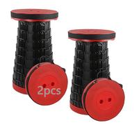 HVDHYY 2pcs Silla Plegable Ligera, Capacidad Máxima de Carga 215kg / 470pound, 7 Alturas Ajustables, Taburete Plegable Senderismo, Pesca, Viajes, Barbacoa, Jardín, Aire Libre, Interior Rojo