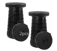 HVDHYY 2pcs Silla Plegable Ligera, Capacidad Máxima de Carga 215kg / 470pound, 7 Alturas Ajustables, Taburete Plegable Senderismo, Pesca, Viajes, Barbacoa, Jardín, Aire Libre, Interior Negro