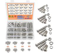 HVDHYY 680pcs Tornillos M3 M4 M5 M6 Tornillos de Cabeza Hexágono Empotrado Tornillos de Cabeza Hexagonal de Acero Inoxidable Arandelas Tuercas Kit Cabeza Avellana con Caja de Almacenamiento