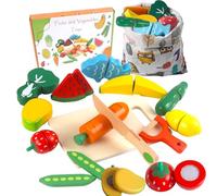 HVDHYY Accesorios Cocina Juguete Frutas y Verduras Juguete para Cortar Juegos de Cocina de Madera con Comida de rol en Navidad Cumpleaños Víspera de Todos los Santos Regalo Día del Niño