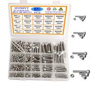 HVDHYY - Juego de tornillos cilíndricos con hexágono interior M3, M4, M5, M6, A2-70, acero inoxidable, cabeza hexagonal, para máquinas, surtido de tuercas, caja de almacenamiento, 320 unidades