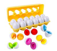 HVDHYY Juguete de Huevos Plástica 12Pcs Juego de Reconocimiento de Formas y Colores Clasificación Puzzle Juguete Educativos Geométricos para 2+ Niños y Niñas Regalo Navidad/Día del Niño/Cumpleaños