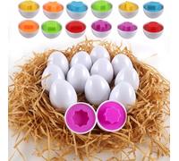 HVDHYY Juguetes de Huevos de Pascua para Niños Montessori Juguete de Huevo Reconocimiento Forma y Color Juguete Educativo Día del Niño 1 2 3 4 años 12pcs