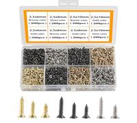 HVDHYY M2/2.5 Tornillos Pequeno Set Tornillos Autorroscantess Tornillos Madera para Madera Bisagras Pequeñas DIY Oro Plata Negro Tornillos en Miniatura Set 1600pcs