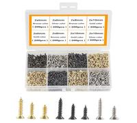 HVDHYY M2 Tornillos Pequeños para Madera y Bisagras - Set Autorroscantes en Miniatura Oro, Plata, Negro - 1600pcs
