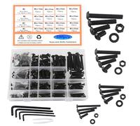 HVDHYY M3 M4 M5 M6 Juego de Pernos De Acero Al Carbono Tornillos de Máquina Negros Tornillos Tuercas y Arandelas Surtido Kit Cabeza Redonda con Caja Almacenamiento 4 Llaves Inglesas 500pcs