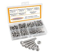 HVDHYY M4 Juego de Tornillos y Tuercas 304 de Perno de Tornillos Allen de Acero Inoxidable Tornillos Mecánico y Conjunto de Tuercas A Prueba de óxido 200PCS