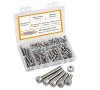 HVDHYY M5 Juego de Tornillos y Tuercas 304 de Perno de Tornillos Allen de Acero Inoxidable Tornillos Mecánico y Conjunto de Tuercas A Prueba de óxido 150PCS