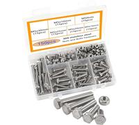 HVDHYY M5 Juego de Tornillos y Tuercas Exterior Tornillo Hexagonal 304 de Perno de Tornillos Allen de Acero Inoxidable Tornillos Mecánico y Conjunto de Tuercas A Prueba de óxido 150PCS
