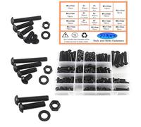 HVDHYY M5 M6 M8 Juego de Pernos De Acero Al Carbono Tornillos de Máquina Negros Tornillos Tuercas y Arandelas Surtido Kit de Cabeza Redonda con Caja Almacenamiento 3 Llaves Inglesas 310pcs