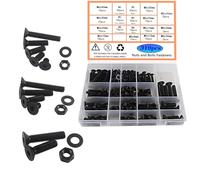 HVDHYY M5 M6 M8 Tornillos de Cabeza de Botón Negros Tornillos de Máquina Acero Carbono Tuercas Arandelas Kit Surtido Cabeza Redonda Con Caja Almacenamiento para 3 Llaves Inglesas 310pcs