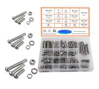 HVDHYY M5 M6 M8 Tornillos de Cabeza Hueca Hexagonal A2-70 Tornillos de Cabeza Cabeza Redonda de Acero Inoxidable Tuercas Arandelas Surtido de Botones Huecos con Caja Almacenamiento 310pcs
