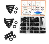 HVDHYY M5 M6 M8 Tornillos Juego de Surtido de Pernos Negros Arandelas de Acero Al Carbono Tuercas Tornillos de Cabeza Hueca Hexagonal con Caja Almacenamiento para 3 Llaves Inglesas 310pcs