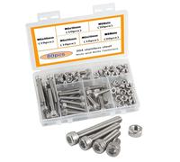 HVDHYY M6 Juego de Tornillos y Tuercas 304 de Perno de Tornillos Allen de Acero Inoxidable Tornillos Mecánico y Conjunto de Tuercas A Prueba de óxido 80PCS