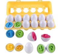 HVDHYY Pascua para Niños Huevos Juego para Reconocimiento de Colores y Números Juguetes MontessoriMotora Fina Educativa Día del Niño para de 1 2 3 4 años