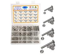 HVDHYY Tornillos Tuercas M3 M4 M5 M6 320pcs Tornillos de Cabeza Hexagonal DIN 933 A2-70 Tornillo Roscados de Acero Inoxidable Tuercas y Pernos 16 Tamaños con Caja Reutilizable