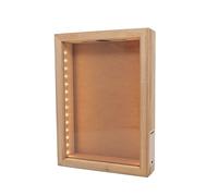 hvfun Caja expositora de madera maciza de 20x28 cm con iluminación LED y ranura superior, ideal para corchos de vino, entradas y presentaciones de arte creativo