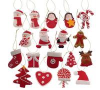 Hvfun Juego de Adornos para árbol de Navidad, 18 Adornos navideños únicos, Material de Arcilla, Encantador Juego de Navidad Rojos y Blancos, Juego de Adornos Colgantes Festivos