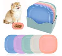 HVIHWI 10 Piezas Cuencos para Gatos, Comedero para Gatos Plano, Juego de Comedero Cuadrado Multicolor para Gatitos y Gatos de Patas Cortas, Cuenco para Alimento Seco y Húmedo
