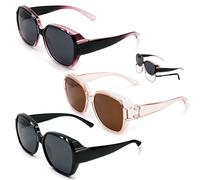 HVIHWI 3 gafas de sol polarizadas sobre gafas normales, gafas de sol para mujer y hombre, gafas de sol para personas con gafas, antideslumbrante, con protección UV, para conducir al aire libre